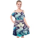 Beautifull Ariel Little Mermaid  Painting Kids  Cut Out Shoulders Chiffon Dress View1