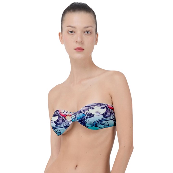 Beautifull Ariel Little Mermaid  Painting Classic Bandeau Bikini Top 