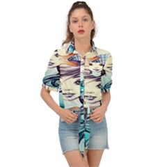 Beautifull Ariel Little Mermaid  Painting Tie Front Shirt  by artworkshop