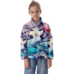 Beautifull Ariel Little Mermaid  Painting Kids  Half Zip Hoodie