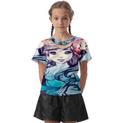 Beautifull Ariel Little Mermaid  Painting Kids  Front Cut Tee