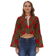 Royal Stewart Tartan Boho Long Bell Sleeve Top by sifis