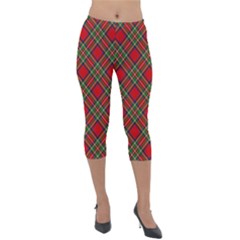 Royal Stewart Tartan Lightweight Velour Capri Leggings  by sifis