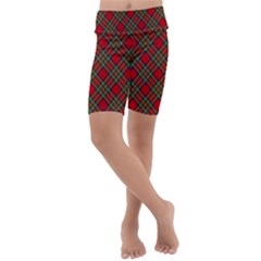 Royal Stewart Tartan Kids  Lightweight Velour Cropped Yoga Leggings by sifis