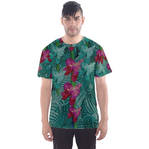 Rare Excotic Forest Of Wild Orchids Vines Blooming In The Calm Men s Sport Mesh Tee by pepitasart