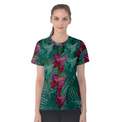 Rare Excotic Forest Of Wild Orchids Vines Blooming In The Calm Women s Cotton Tee