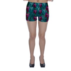 Rare Excotic Forest Of Wild Orchids Vines Blooming In The Calm Skinny Shorts by pepitasart