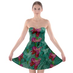 Rare Excotic Forest Of Wild Orchids Vines Blooming In The Calm Strapless Bra Top Dress by pepitasart