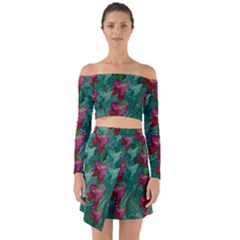 Rare Excotic Forest Of Wild Orchids Vines Blooming In The Calm Off Shoulder Top With Skirt Set by pepitasart