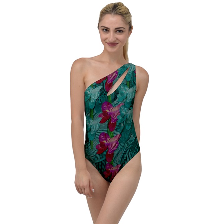 Rare Excotic Forest Of Wild Orchids Vines Blooming In The Calm To One Side Swimsuit