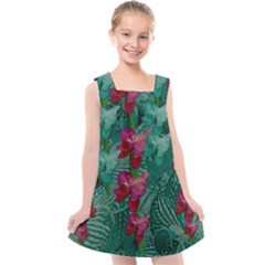 Rare Excotic Forest Of Wild Orchids Vines Blooming In The Calm Kids  Cross Back Dress by pepitasart