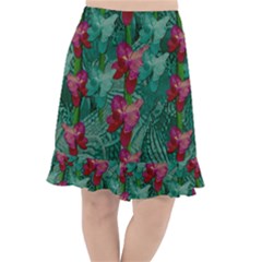 Rare Excotic Forest Of Wild Orchids Vines Blooming In The Calm Fishtail Chiffon Skirt by pepitasart