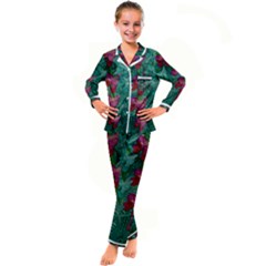 Rare Excotic Forest Of Wild Orchids Vines Blooming In The Calm Kid s Satin Long Sleeve Pajamas Set by pepitasart