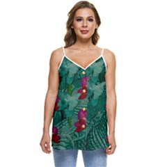 Rare Excotic Forest Of Wild Orchids Vines Blooming In The Calm Casual Spaghetti Strap Chiffon Top by pepitasart