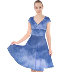 Sky Wishes 10000 Cap Sleeve Front Wrap Midi Dress by HoneySuckleDesign