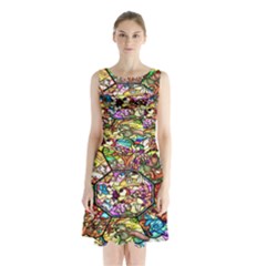 Character Disney Stained Sleeveless Waist Tie Chiffon Dress by artworkshop