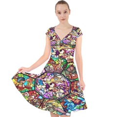 Character Disney Stained Cap Sleeve Front Wrap Midi Dress by artworkshop