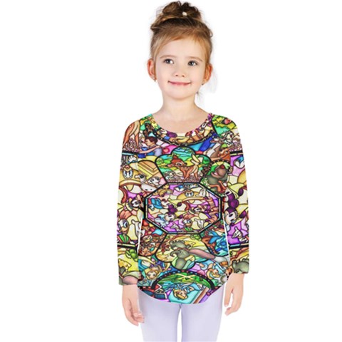 Character Disney Stained Kids  Long Sleeve Tee by artworkshop