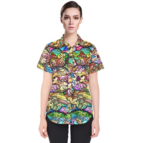 Character Disney Stained Women s Short Sleeve Shirt by artworkshop