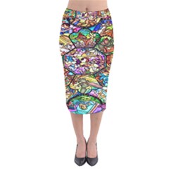 Character Disney Stained Velvet Midi Pencil Skirt by artworkshop