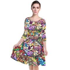 Character Disney Stained Quarter Sleeve Waist Band Dress by artworkshop