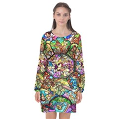 Character Disney Stained Long Sleeve Chiffon Shift Dress  by artworkshop