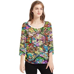 Character Disney Stained Chiffon Quarter Sleeve Blouse by artworkshop