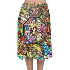 Character Disney Stained Velvet Flared Midi Skirt by artworkshop