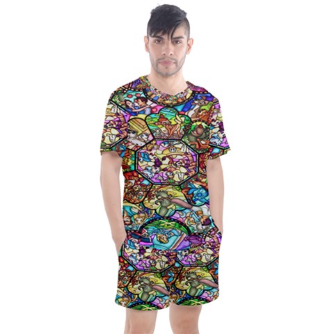 Character Disney Stained Men s Mesh Tee And Shorts Set by artworkshop