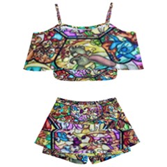 Character Disney Stained Kids  Off Shoulder Skirt Bikini by artworkshop