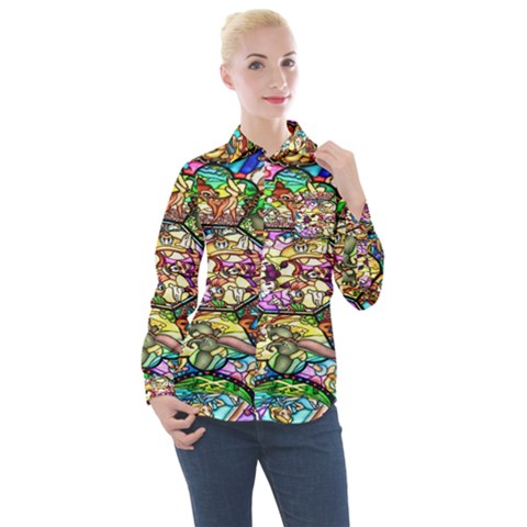 Character Disney Stained Women s Long Sleeve Pocket Shirt by artworkshop