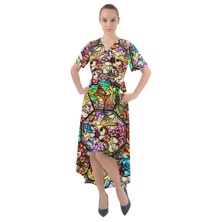 Character Disney Stained Front Wrap High Low Dress