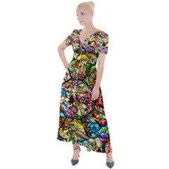 Character Disney Stained Button Up Short Sleeve Maxi Dress by artworkshop