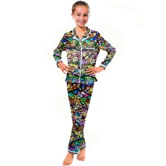 Character Disney Stained Kid s Satin Long Sleeve Pajamas Set by artworkshop