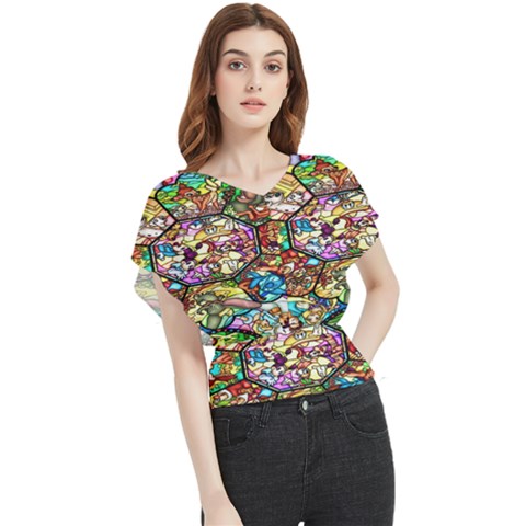 Character Disney Stained Butterfly Chiffon Blouse by artworkshop