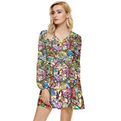 Character Disney Stained Tiered Long Sleeve Mini Dress