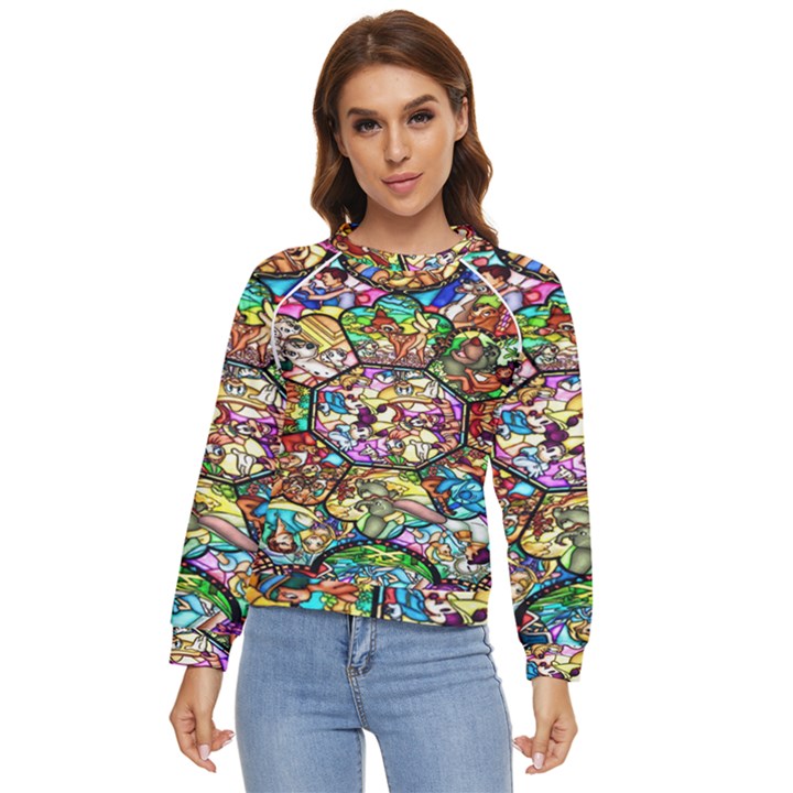 Character Disney Stained Women s Long Sleeve Raglan Tee