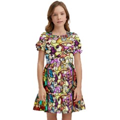 Character Disney Stained Kids  Puff Sleeved Dress by artworkshop