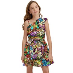 Character Disney Stained Kids  One Shoulder Party Dress by artworkshop