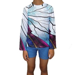 Anna Disney Frozen Stained Glass Kids  Long Sleeve Swimwear by artworkshop