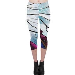 Anna Disney Frozen Stained Glass Capri Leggings  by artworkshop