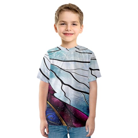 Anna Disney Frozen Stained Glass Kids  Sport Mesh Tee by artworkshop