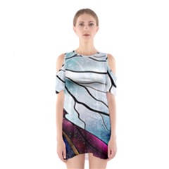 Anna Disney Frozen Stained Glass Shoulder Cutout One Piece Dress by artworkshop