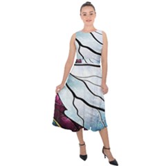 Anna Disney Frozen Stained Glass Midi Tie-back Chiffon Dress by artworkshop