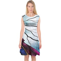 Anna Disney Frozen Stained Glass Capsleeve Midi Dress by artworkshop