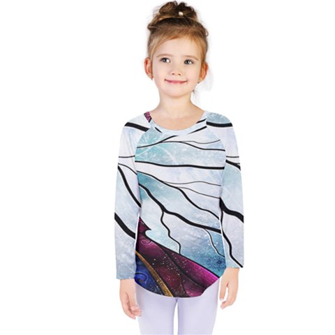 Anna Disney Frozen Stained Glass Kids  Long Sleeve Tee by artworkshop