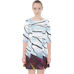 Anna Disney Frozen Stained Glass Quarter Sleeve Pocket Dress by artworkshop