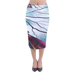 Anna Disney Frozen Stained Glass Velvet Midi Pencil Skirt by artworkshop