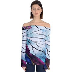 Anna Disney Frozen Stained Glass Off Shoulder Long Sleeve Top by artworkshop