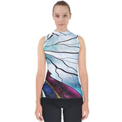 Anna Disney Frozen Stained Glass Mock Neck Shell Top by artworkshop